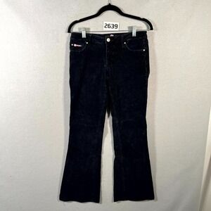 Bubblegum Flavor Corduroy Pants Womens 5/6 Black Rhinestone Pockets Flare Leg